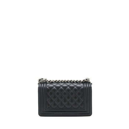 Chanel Small Boy Bag Caviar Black Ruthenium Hardware (Microchip)