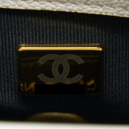 Chanel 22A Small Flap Bag Caviar White With GHW (Microchip)