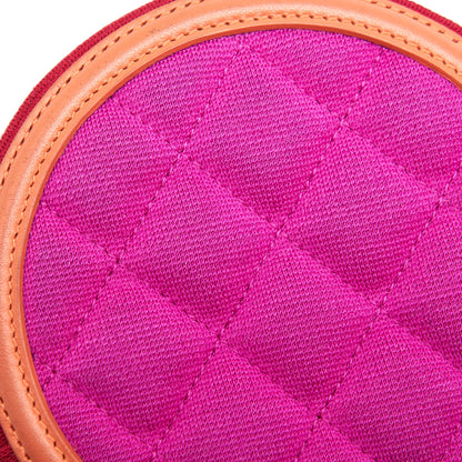 Chanel mini round Vanity with Chain Fabric Multi colour GHW