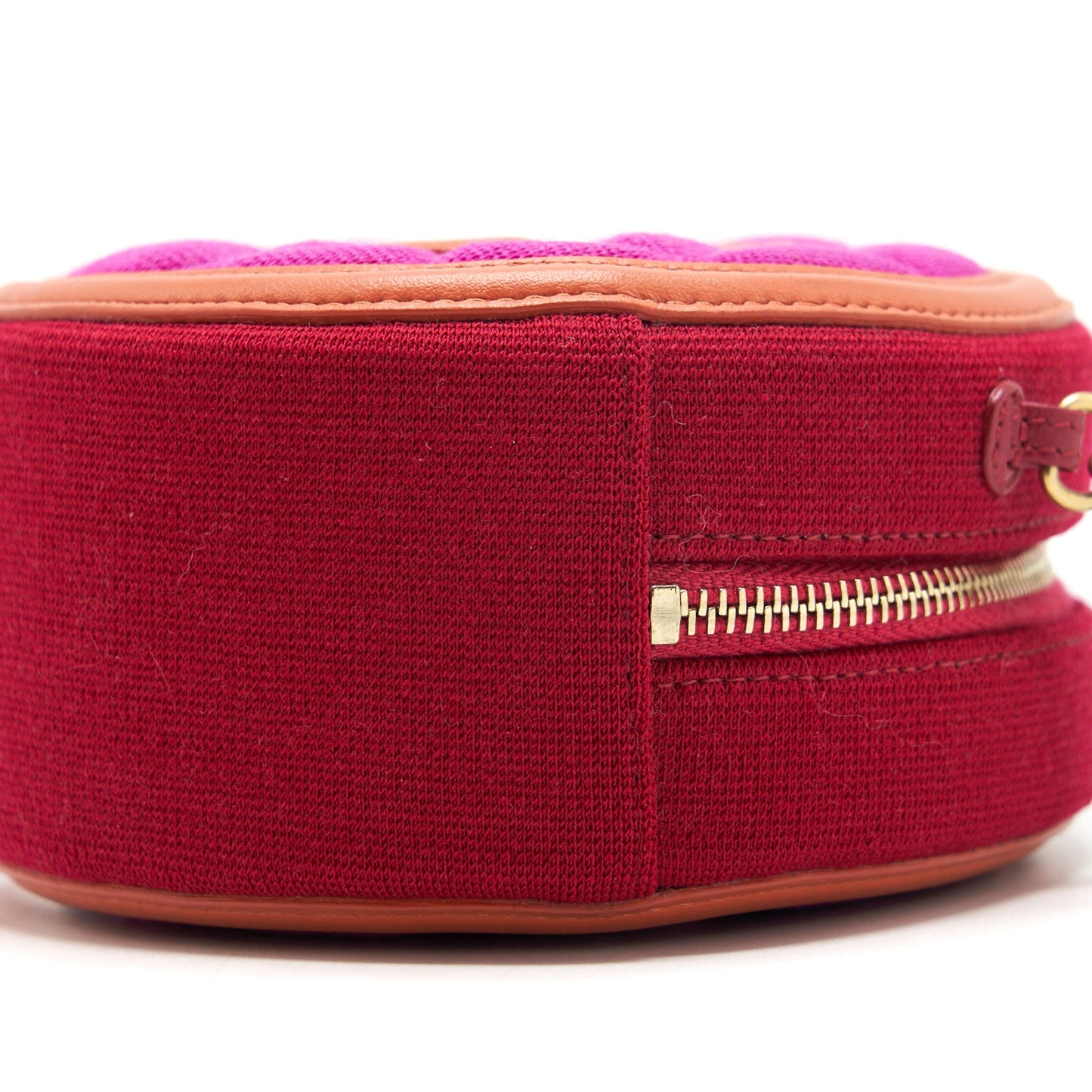 Chanel mini round Vanity with Chain Fabric Multi colour GHW
