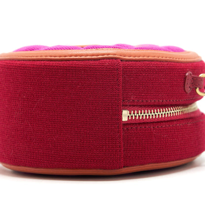 Chanel mini round Vanity with Chain Fabric Multi colour GHW