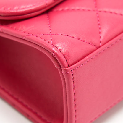 Chanel mini trendy cc chain wallet lambskin hot pink LGHW