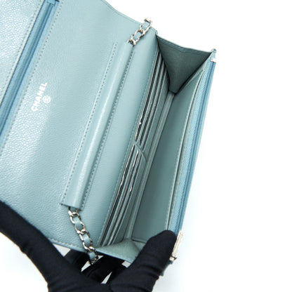 Chanel Wallet On Chain Caviar Pearly Light Blue SHW