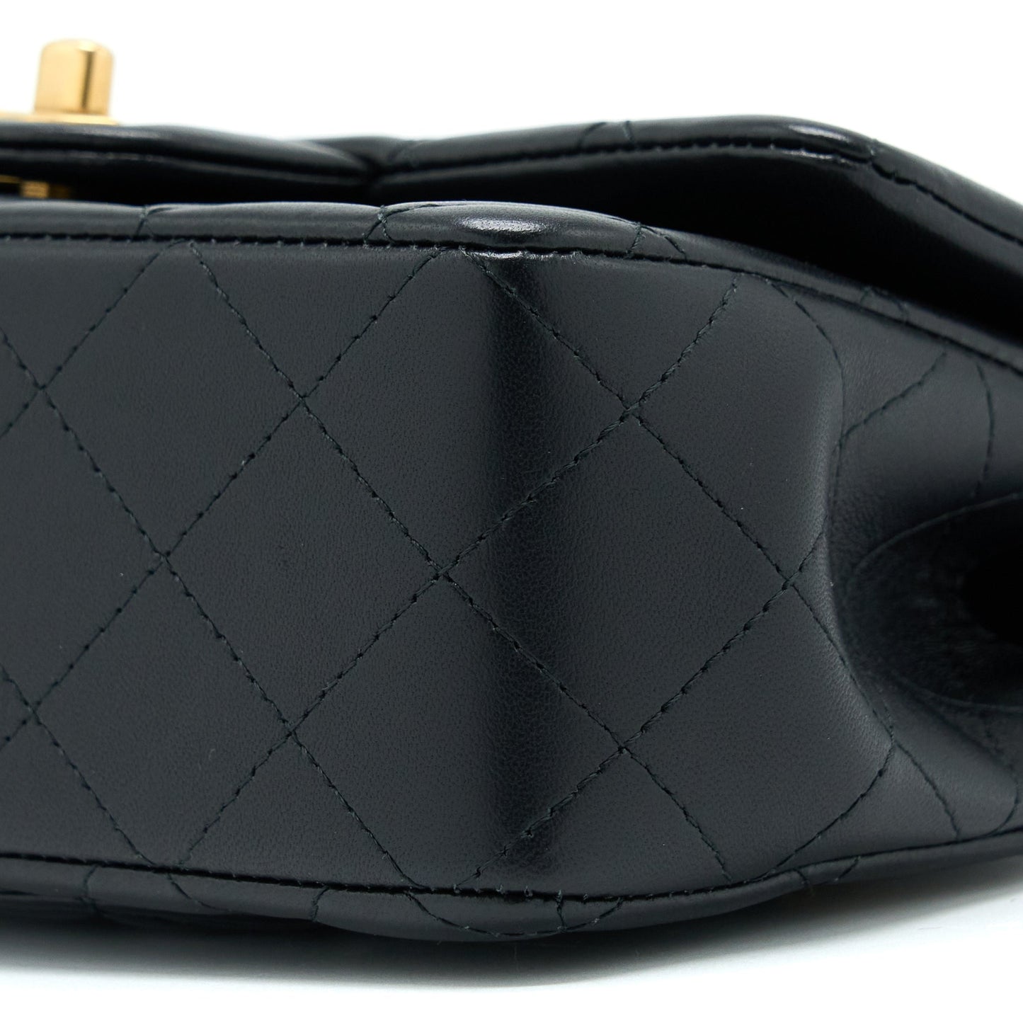 Chanel 21K Top Handle Mini Rectangular Flap Bag Lambskin Black Brushed GHW(Microchip)