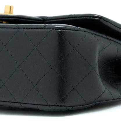 Chanel 21K Top Handle Mini Rectangular Flap Bag Lambskin Black Brushed GHW(Microchip)