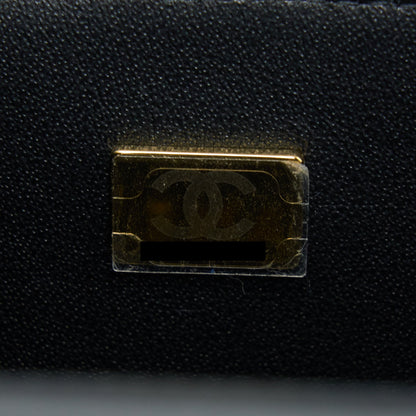 Chanel 21K Top Handle Mini Rectangular Flap Bag Lambskin Black Brushed GHW(Microchip)