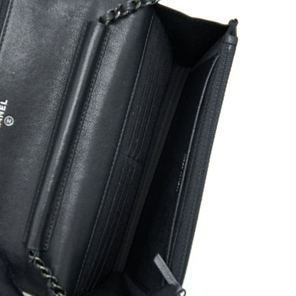 Chanel 2.55 So Black Wallet On Chain Calfskin With Black Hardware