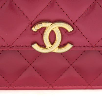 Chanel 21A Gold crush mini flap bag with chain calfskin raspberry pink GHW