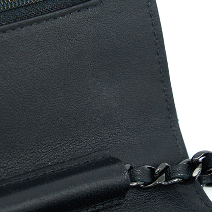 Chanel 2.55 So Black Wallet On Chain Calfskin With Black Hardware