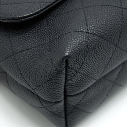 Chanel Caviar quilted flap Bag with handle and Chain Black LGHW