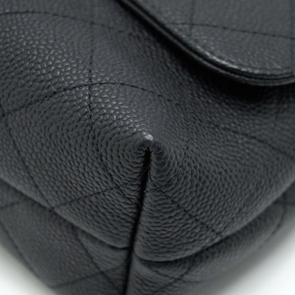 Chanel Caviar quilted flap Bag with handle and Chain Black LGHW