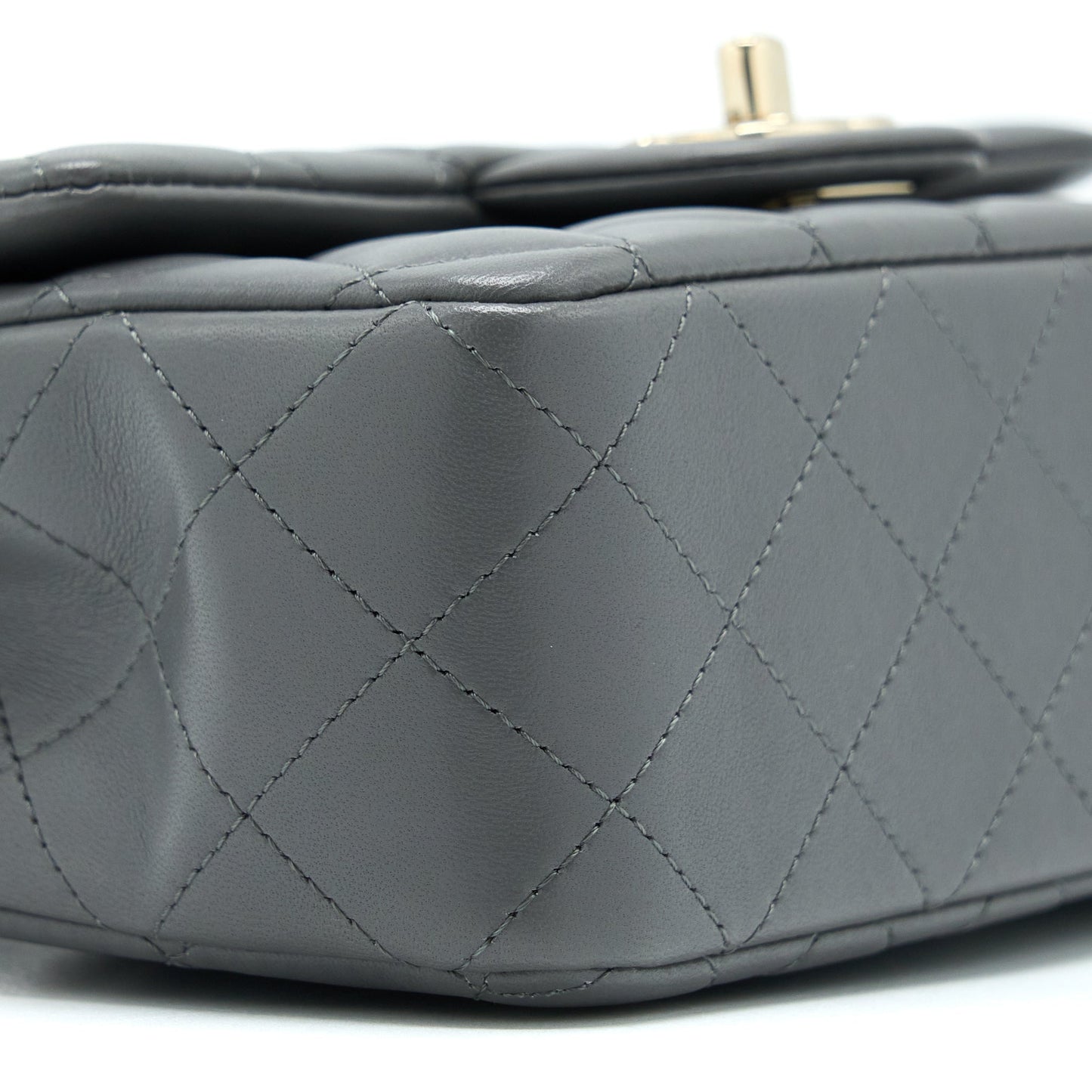 Chanel 22A Top Handle Mini Rectangular Flap Bag Lambskin Grey LGHW(Microchip)