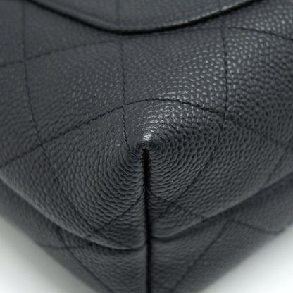 Chanel Caviar quilted flap Bag with handle and Chain Black LGHW