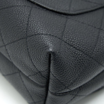 Chanel Caviar quilted flap Bag with handle and Chain Black LGHW