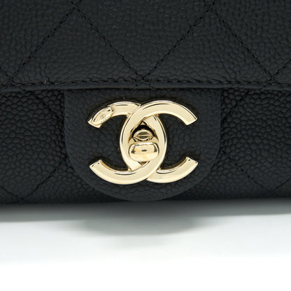 Chanel Caviar quilted flap Bag with handle and Chain Black LGHW