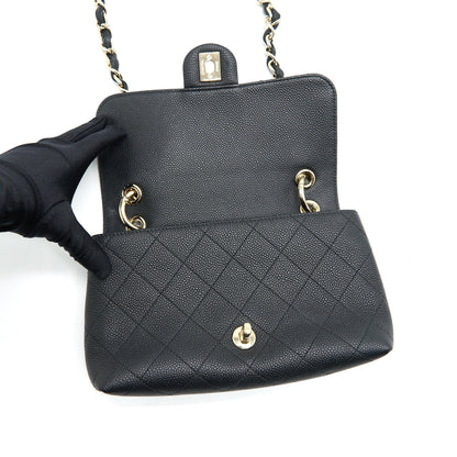 Chanel Caviar quilted flap Bag with handle and Chain Black LGHW