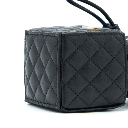 Chanel Mini Vanity Bucket Crossbody Lambskin Black Brushed GHW