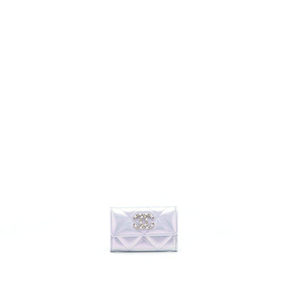 Chanel 19 Flap Card Holder Calfskin Iridescent Light Purple SHW