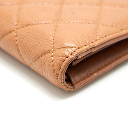 Chanel caviar fold long wallet dark beige