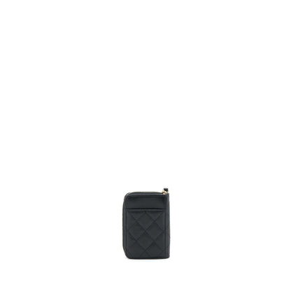 Chanel 22P Zip Card Holder Caviar Black LGHW