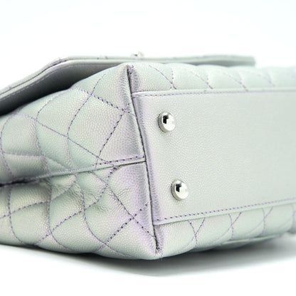 Chanel 21K Small Coco Handle 24cm Caviar Iridescent Lilac Rainbow Hardware (Microchip)