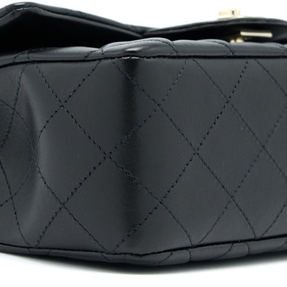 Chanel Mini Rectangular Flap Bag Lambskin Black LGHW (Microchip)