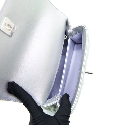 Chanel 21K Small Coco Handle 24cm Caviar Iridescent Lilac Rainbow Hardware (Microchip)