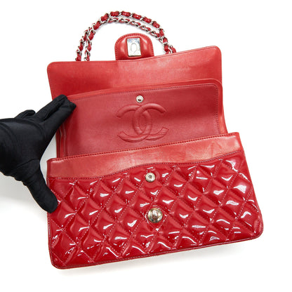 Chanel Medium Classic Double Flap Bag Patent Leather Red SHW