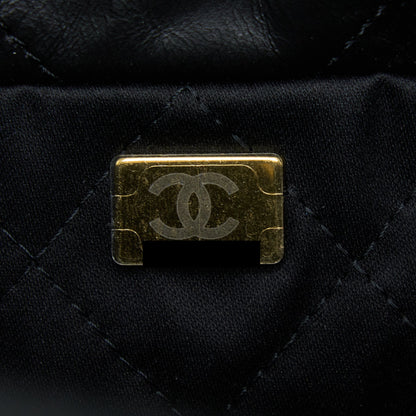 Chanel Small 22 Bag white letter Shiny Calfskin GHW (Microchip)