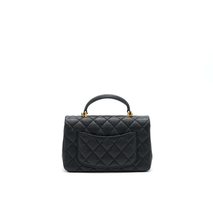 Chanel Rectangular Mini Top Handle Flap Bag granied calfskin black GHW