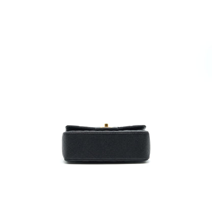 Chanel Rectangular Mini Top Handle Flap Bag granied calfskin black GHW