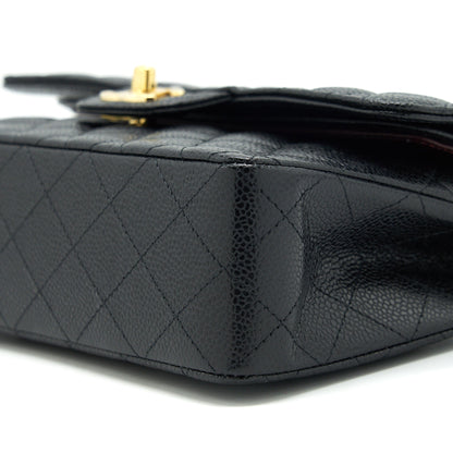 Chanel 22c caviar small classic double flap bag black GHW
