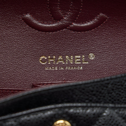Chanel 22c caviar small classic double flap bag black GHW
