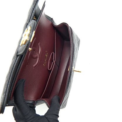Chanel 22c caviar small classic double flap bag black GHW