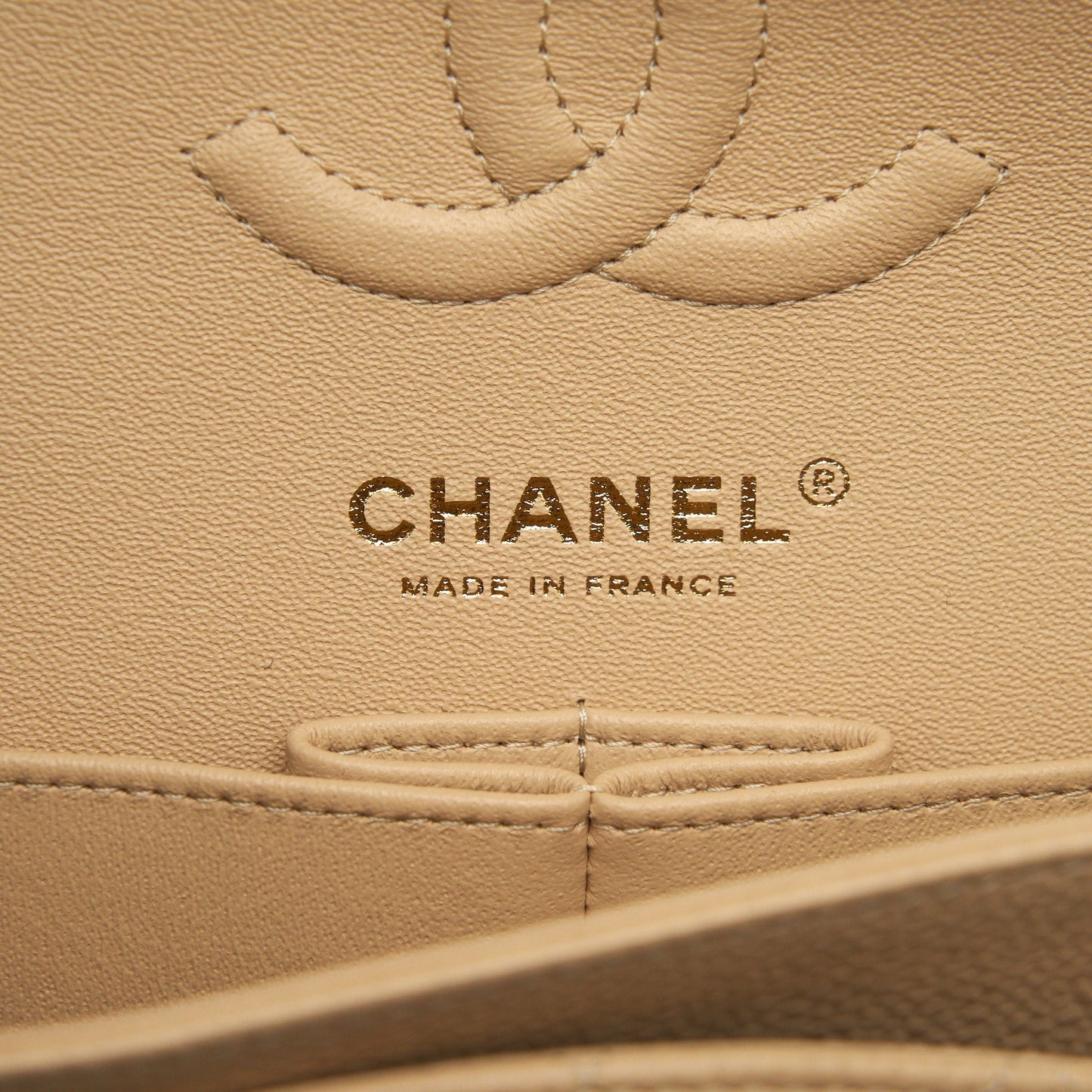 Chanel small classic double flap bag caviar beige GHW