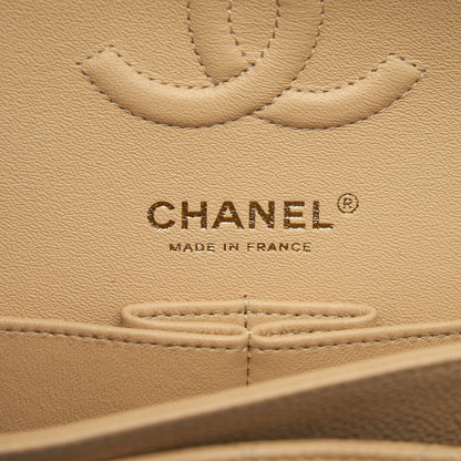 Chanel small classic double flap bag caviar beige GHW