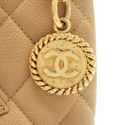 Chanel Vintage Medallion Tote Bag Caviar Beige GHW
