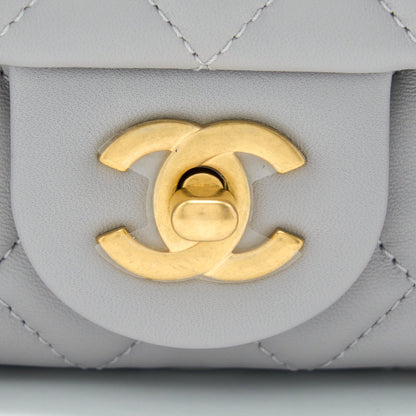 Chanel Pearl Crush Mini Rectangular Lambskin Grey Brushed GHW (Microchip)