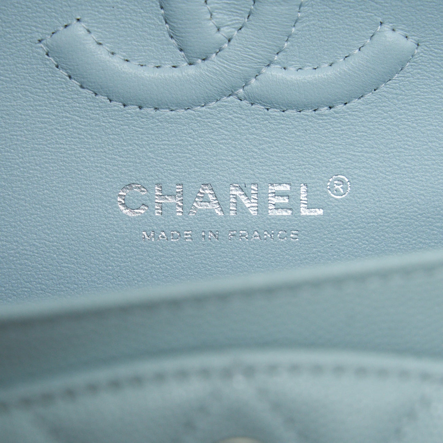 Chanel 21K Small Classic Double Flap Bag Caviar Light Blue SHW (Microchip)