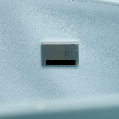 Chanel 21K Small Classic Double Flap Bag Caviar Light Blue SHW (Microchip)
