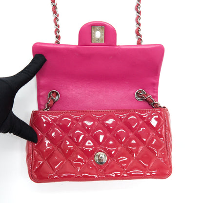 Chanel Mini Rectangular Flap Bag Patent Pink SHW