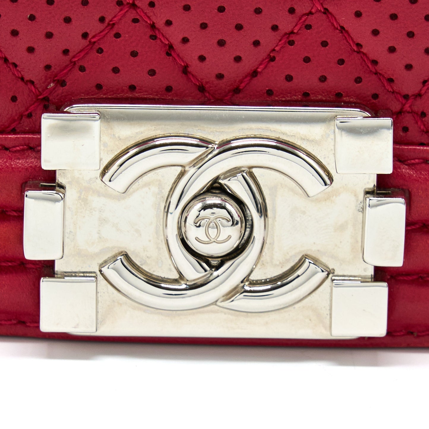 Chanel Medium Boy Bag Lambskin Red SHW