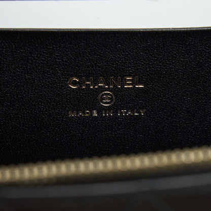 Chanel 22A Top Handle Long Vanity With Chain Lambskin Black LGHW