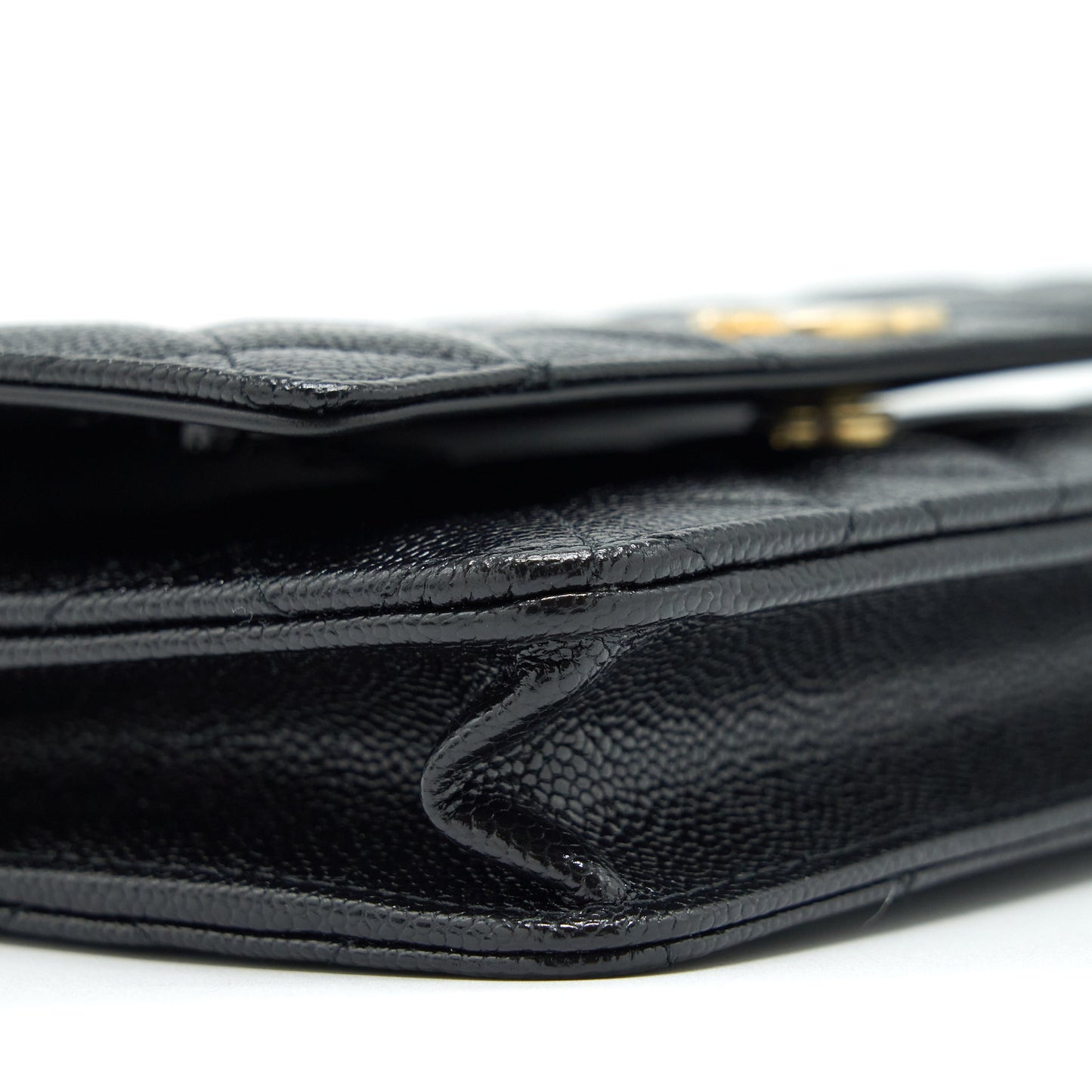 Chanel 22S Logo Top Handle Wallet On Chain Caviar Black GHW (Microchip)