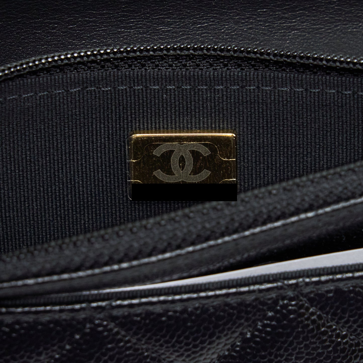 Chanel 22S Logo Top Handle Wallet On Chain Caviar Black GHW (Microchip)