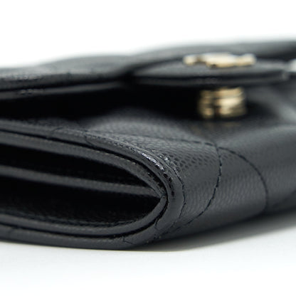 Chanel 22P Card Holder With Chains Caviar Black LGHW