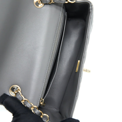 Chanel 22A Mini Rectangular Flap Bag Lambskin Grey LGHW (Microchip)