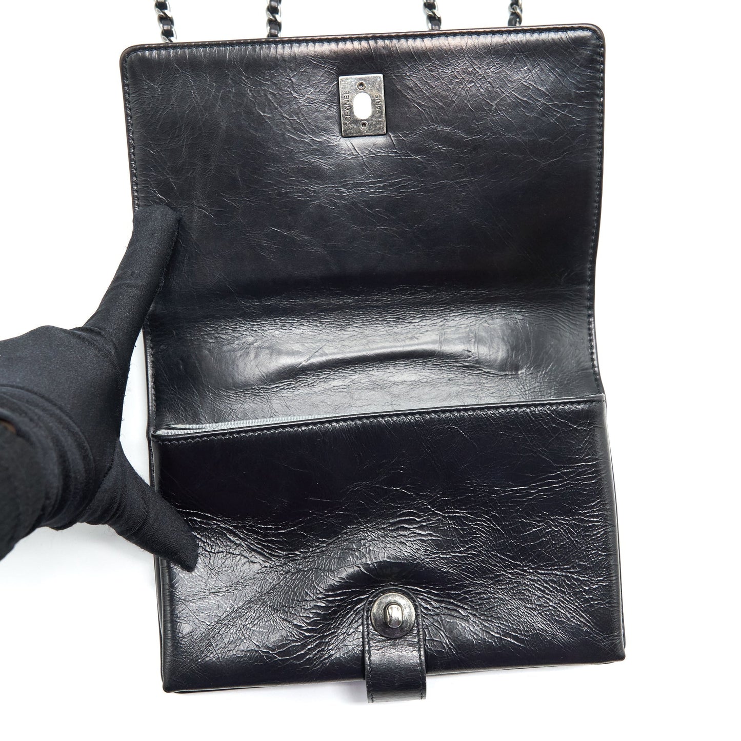 Chanel Small Crossbody Bag Aged Calfskin Ruthenium Hardware