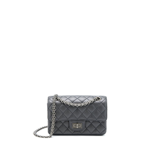 Chanel Mini 2.55 Reissue Flap Bag Goatskin Dark Grey Ruthenium Hardware