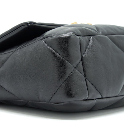 Chanel Small 19 Bag Lambskin Black With Gold And Silver Hardware
